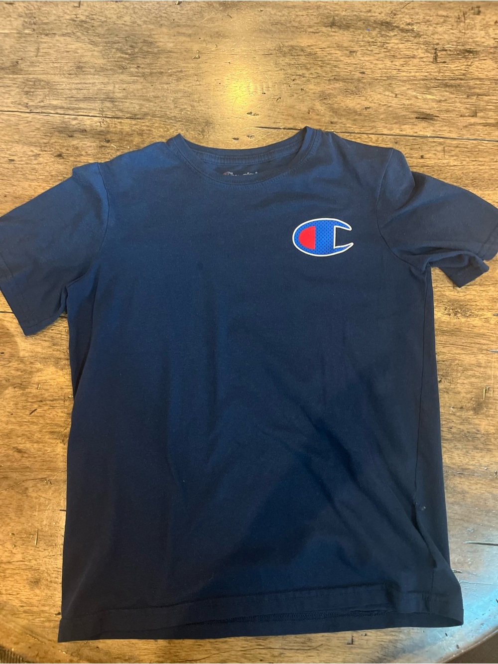 Champion Navy Short Sleeve Logo Tee with Red & Blue Accent